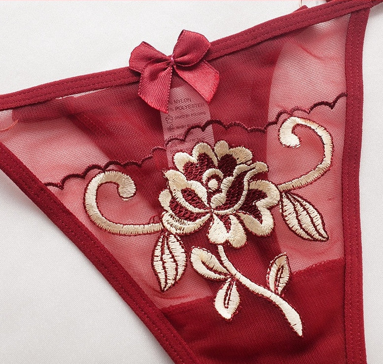 Floral Elegance: Embroidered Flower Underwear