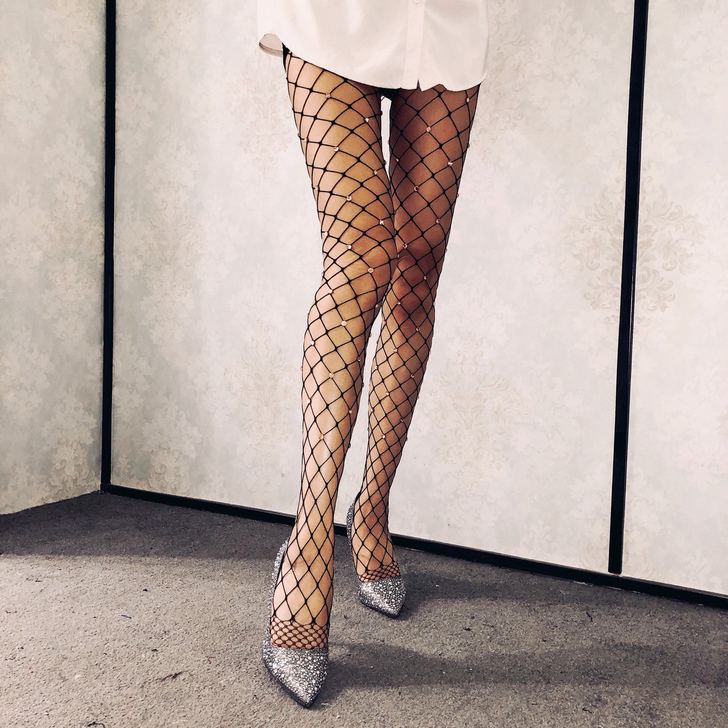 Glamorous Black Diamond Fishnet Stockings