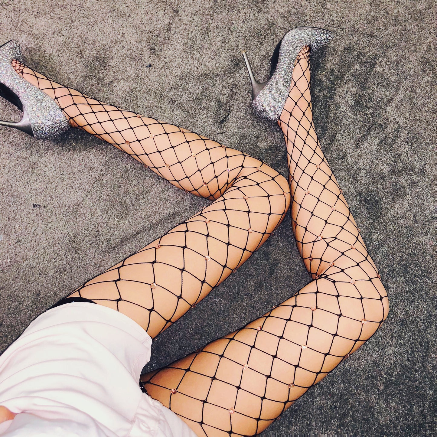 Glamorous Black Diamond Fishnet Stockings