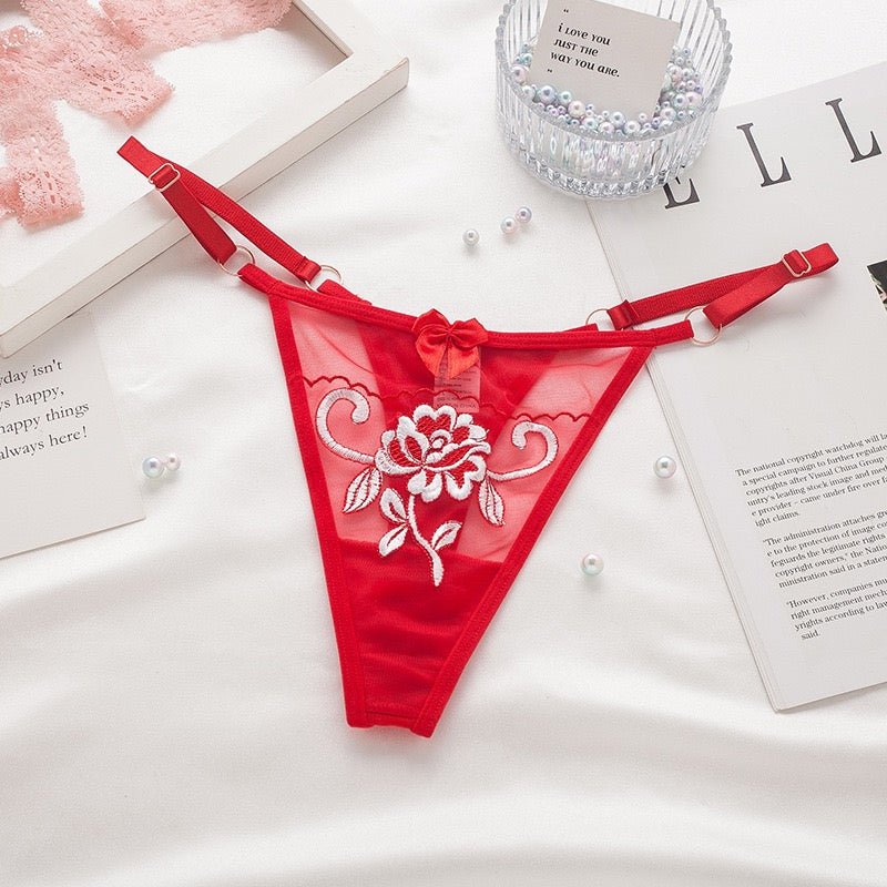 Floral Elegance: Embroidered Flower Underwear