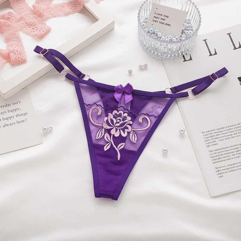 Floral Elegance: Embroidered Flower Underwear