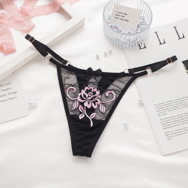 Floral Elegance: Embroidered Flower Underwear