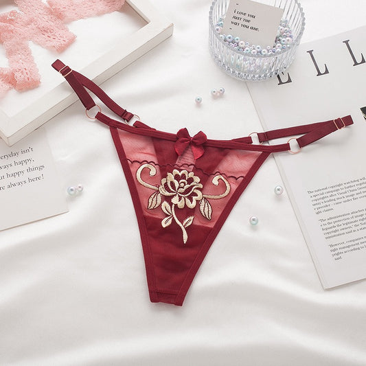 Floral Elegance: Embroidered Flower Underwear