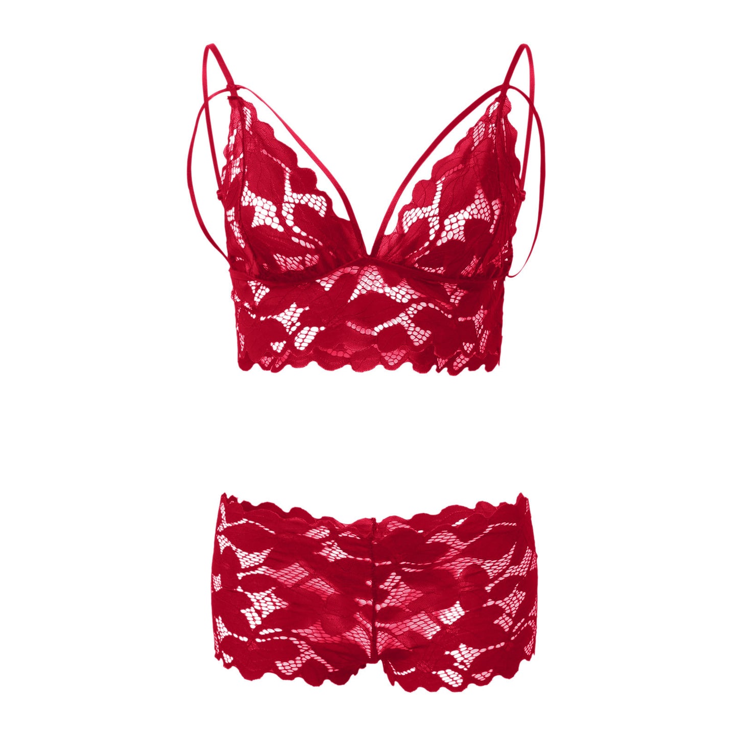 Red Romance: Lace Two-Piece Sleepwear Set