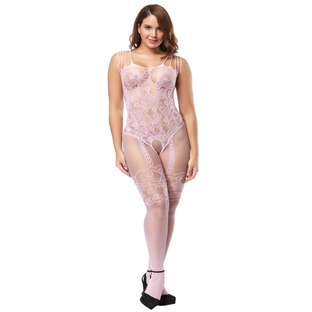 Chic Sleeveless Bodysuit with Shoulder Straps & Lace Top