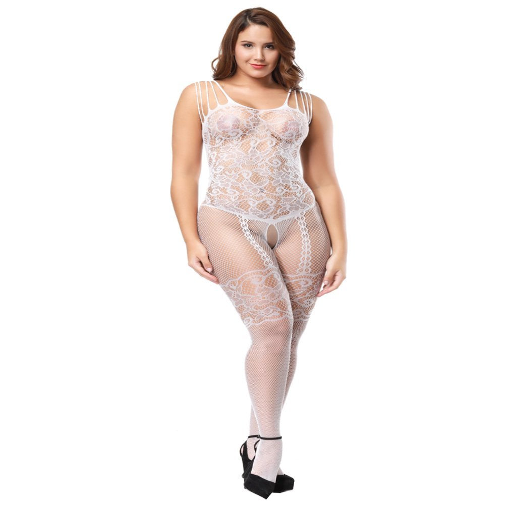 Chic Sleeveless Bodysuit with Shoulder Straps & Lace Top