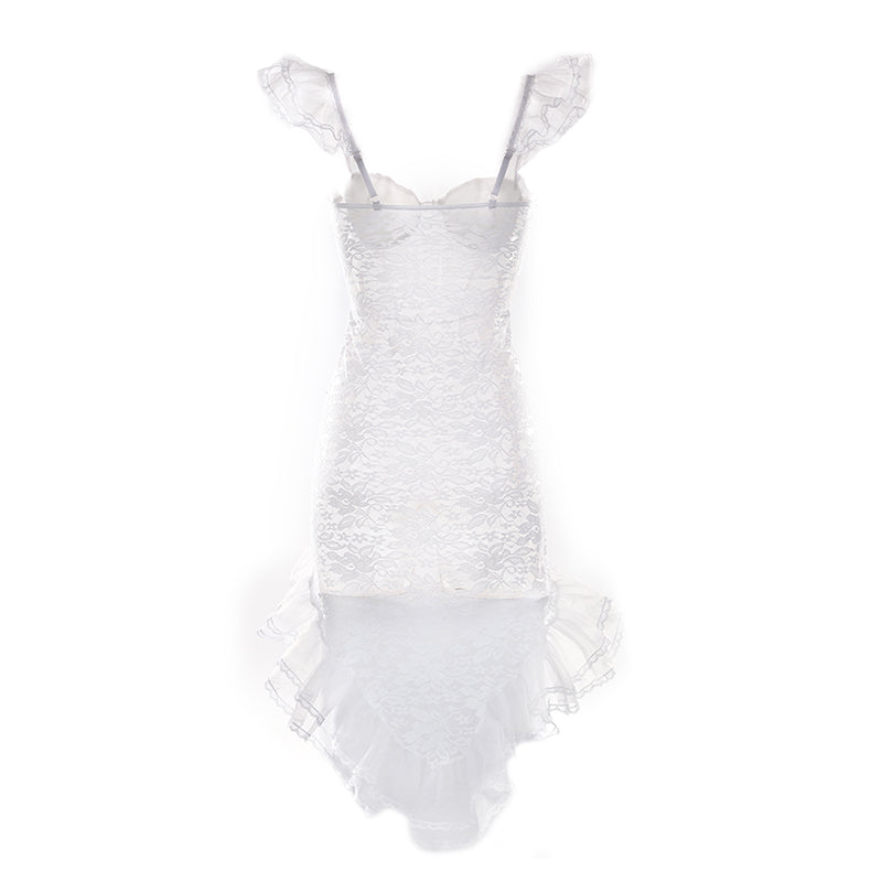 Sensual White Wedding Dress with Veil