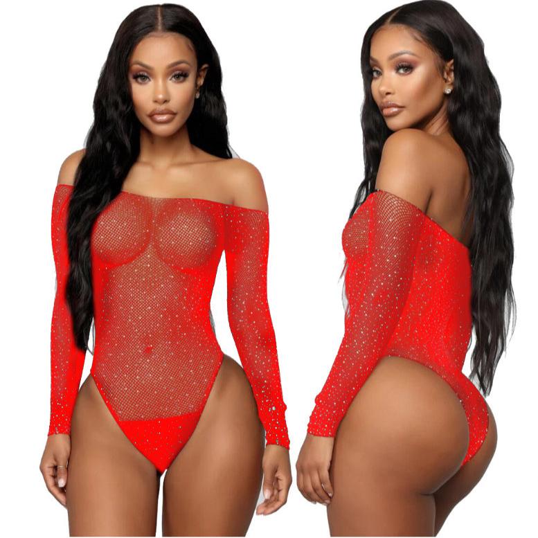 Red Hot Rip-Ready Fishnet Bodysuit