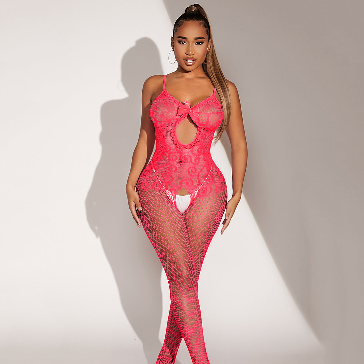 Rose Seduction: One-Piece Open Bottom Bodysuit